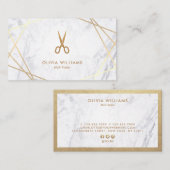 Geometrische Chic Gold Scissors Marble Hair Stylis Visitekaartje (Voorkant / Achterkant)