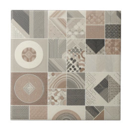 Geometrische  Chic Havermout Soft Black Tegeltje