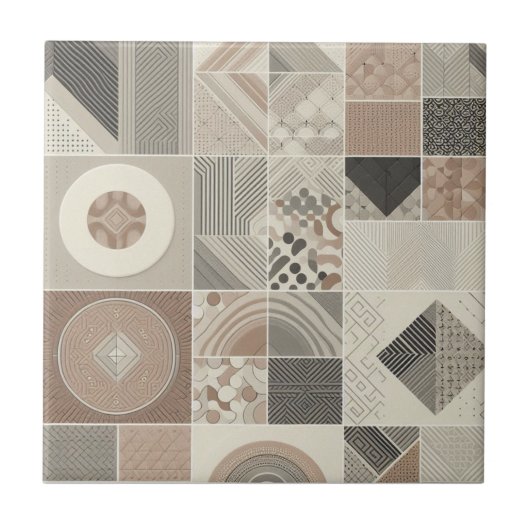 Geometrische  Chic Havermout Soft Black Tegeltje (Voorkant)