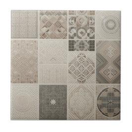 Geometrische  Chic Havermout Soft Black Tegeltje