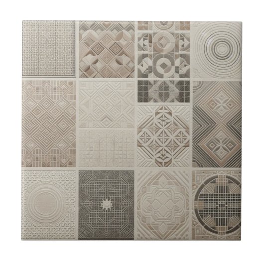 Geometrische  Chic Havermout Soft Black Tegeltje (Voorkant)