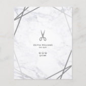 Geometrische Chic Silver Scissors Marble Hair Styl Flyer (Achterkant)