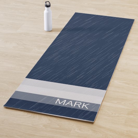 Geometrische Chic Witte Marineblauwe Monogram Yogamat (In situ)
