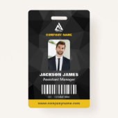 Geometrische Chic Zwart-Geel Bedrijf ID Kaart Badge (Voorkant)