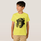 Geometrische chimpansee met citroenen Art Print T-shirt (Voorkant volledig)