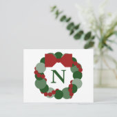 Geometrische Christmas Wreath Briefkaart met Monog (Staand voorkant)