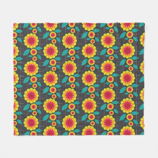 Geometrische chrysanten fleece deken (Voorkant (Horizontaal))