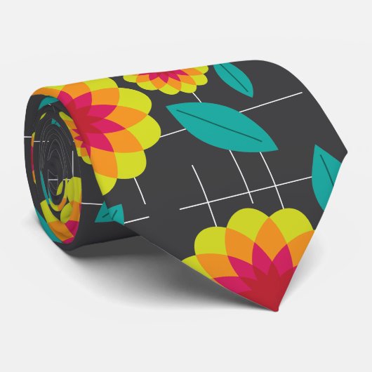 Geometrische chrysanten stropdas (Opgerold)