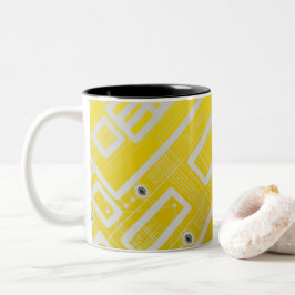 Geometrische circuitkaart tweekleurige koffiemok