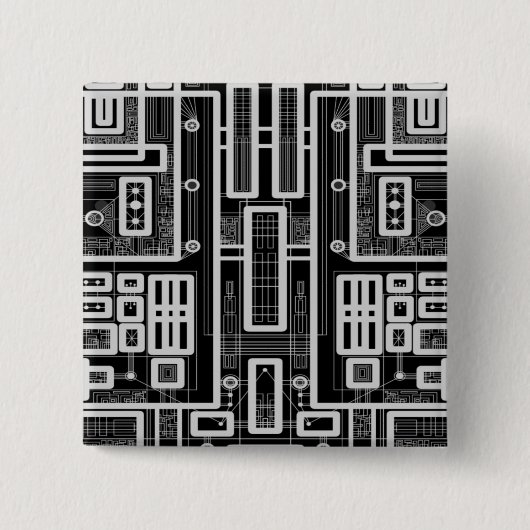 Geometrische circuitkaart vierkante button 5,1 cm (Voorkant)