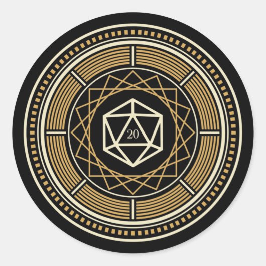 Geometrische cirkel D20-desktop RPG Ronde Sticker (Voorkant)