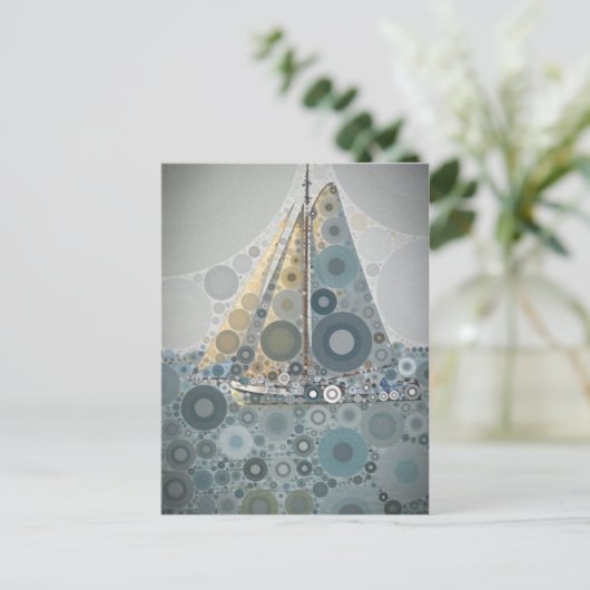 Geometrische cirkel Zeilboot kunstcadeaus van Leah Briefkaart (Staand voorkant)
