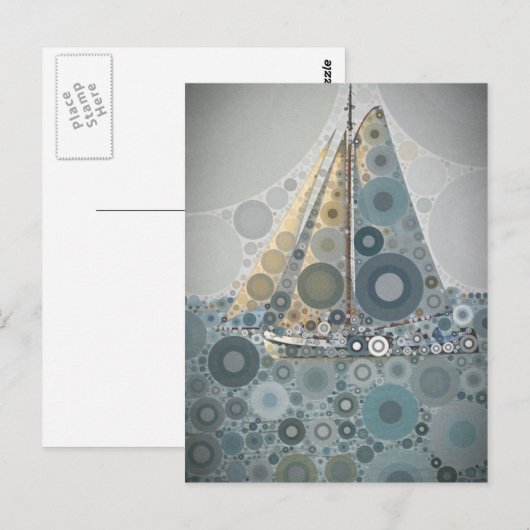Geometrische cirkel Zeilboot kunstcadeaus van Leah Briefkaart (Voorkant / Achterkant)