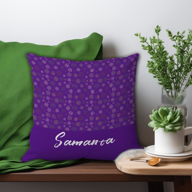  geometrische cirkellijn paarse naam kussen (Creator heeft geüpload)