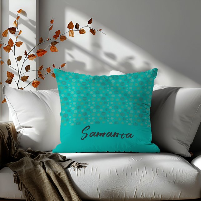  geometrische cirkellijn turquoise naam kussen (Creator heeft geüpload)