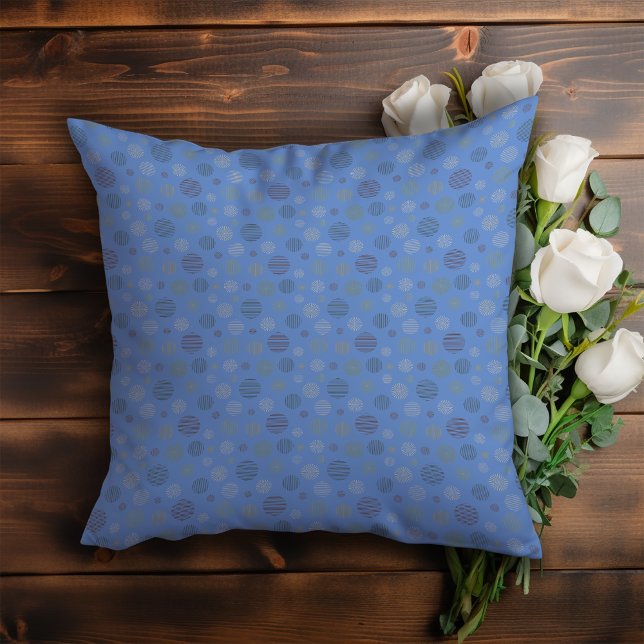  geometrische cirkellijnpatroon blauw kussen (Creator heeft geüpload)