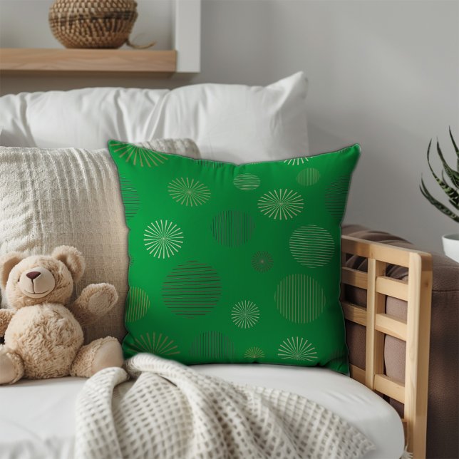  geometrische cirkellijnpatroon groen kussen (Creator heeft geüpload)