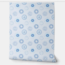 geometrische cirkelpatronen in delicate blauw behang