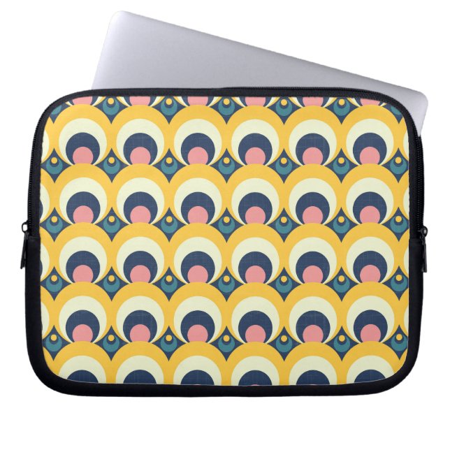 Geometrische cirkelpatroon laptop sleeve (Voorkant)
