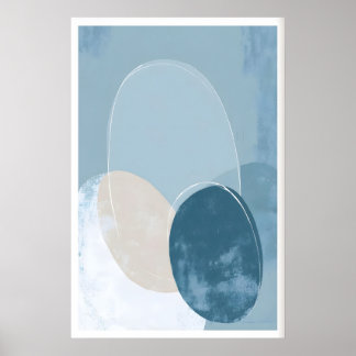 Geometrische cirkelposter blauw beige overlappend poster
