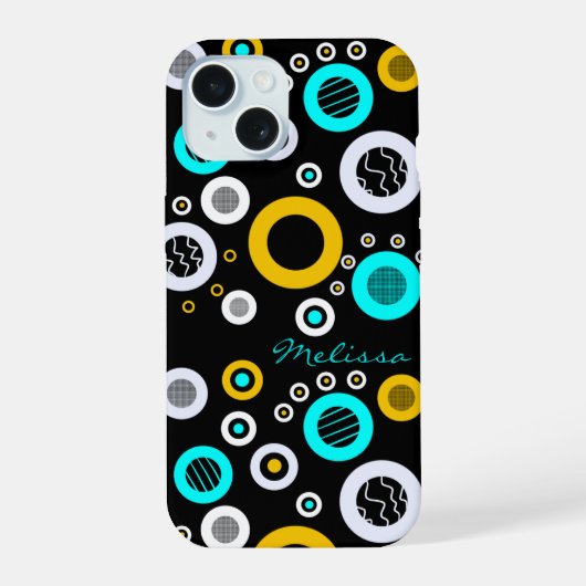 Geometrische cirkels abstract iPhone 15 case (Achterkant)