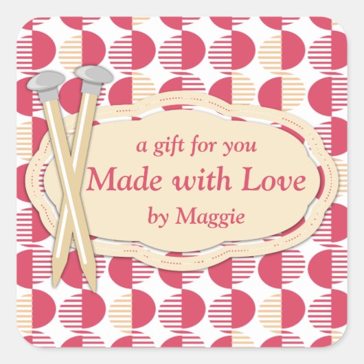 Geometrische cirkels Breinaalden Rood Vierkante Sticker (Voorkant)