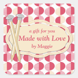 Geometrische cirkels Breinaalden Rood Vierkante Sticker