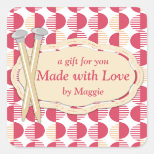 Geometrische cirkels Breinaalden Rood Vierkante Sticker