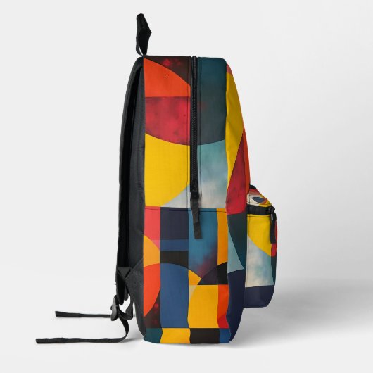 Geometrische cirkels en kleurblokken bedrukte rugzak (Links)