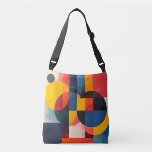Geometrische cirkels en kleurblokken crossbody tas