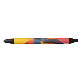 Geometrische cirkels en kleurblokken zwarte inkt pen
