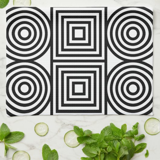 Geometrische cirkels en vierkanten theedoek (Gevouwen)