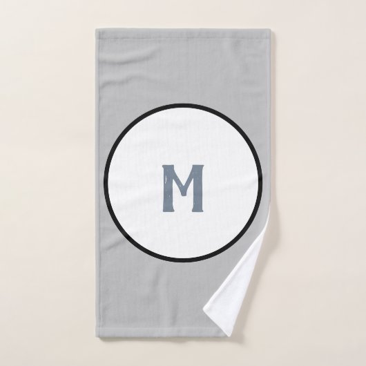 Geometrische cirkels leisteengrijs monogram bad handdoek (Handdoek)