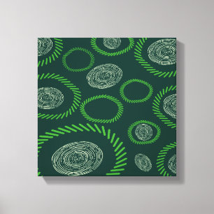 Geometrische cirkels lijnen groen ivoor canvas afdruk