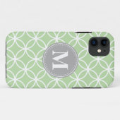 Geometrische cirkels Mint Groene Grauwe Monogram Case-Mate iPhone Case (Achterkant (horizontaal))