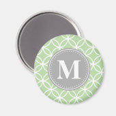 Geometrische cirkels Mint Groene Grauwe Monogram Magneet (Voorkant / Achterkant)