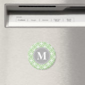 Geometrische cirkels Mint Groene Grauwe Monogram Magneet (Insitu (Vaatwasser))
