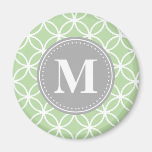 Geometrische cirkels Mint Groene Grauwe Monogram Magneet
