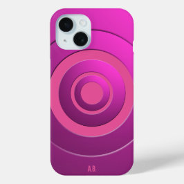 Geometrische cirkels Modern Roze met veel Initiale iPhone 15 Case