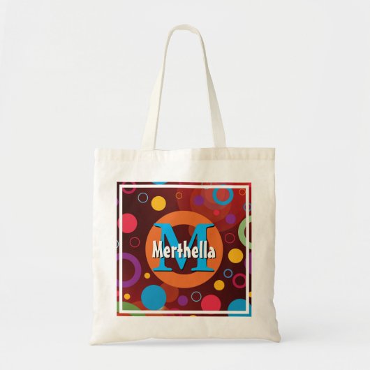 Geometrische Cirkels Ringen Stippen Gepersonalisee Tote Bag (Voorkant)