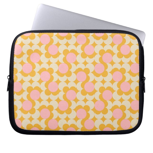 Geometrische cirkelvormig midden ventilatorpatroon laptop sleeve (Voorkant)