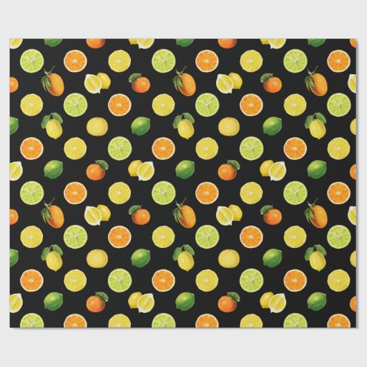 Geometrische citrusvruchtvernieuwingspatroon cadeaupapier (Vlak)