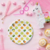 Geometrische citrusvruchtvernieuwingspatroon papieren bordje (Feest)