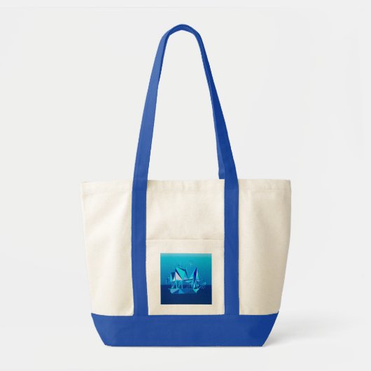 Geometrische Clipper Ship, Cobalt Blue Tote Bag (Voorkant)