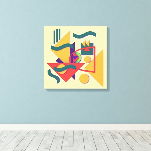 Geometrische collage canvas afdruk (Insitu (Houten vloer))