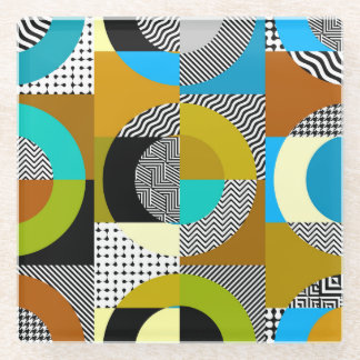 Geometrische collage: cirkels,  patroon. glazen onderzetter