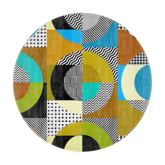 Geometrische collage: cirkels,  patroon. snijplank (Voorkant)