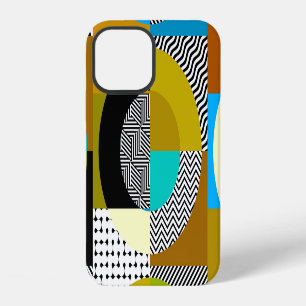 Geometrische collage: cirkels, vintage patroon. iPhone 12 hoesje