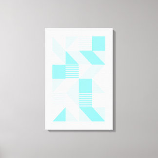 Geometrische Compositie in Aqua Tinten Canvas Afdruk