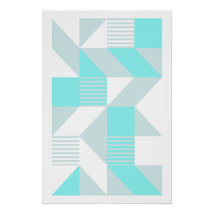 Geometrische Compositie in Aqua Tinten Perfect Poster